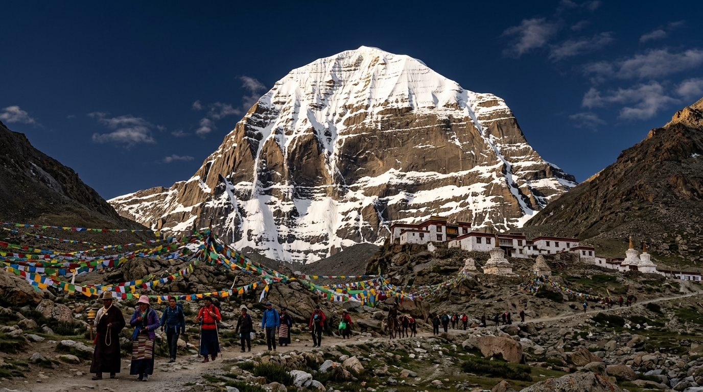 North Face of Mount Kailash from Dirapuk Monastery during Sacred Kora